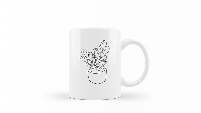 Designer Line Art Coffee Mug - Abstract Plant 8