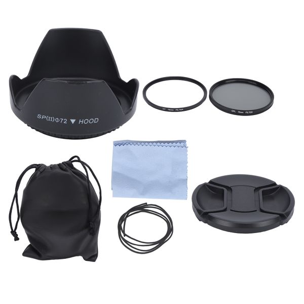 72mm Lens Filter Kit UV CPL Hood Compatible with Cameras