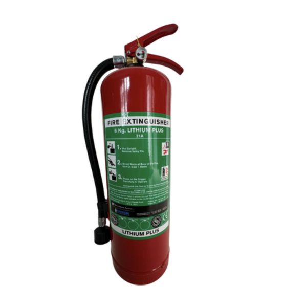 Lithium Ion Plus 6kg Fire Extinguisher with Hose &amp; Mounting Clip