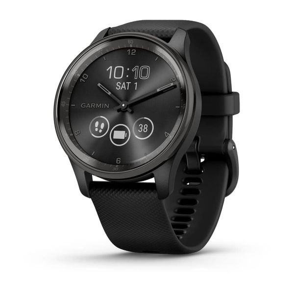 Garmin Vívomove® Trend - Slate stainless steel bezel with black case and silicone band