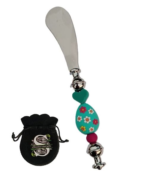 Easter Egg Cheese or butter spreader Steel Blade and Silicone Egg -Turkoise