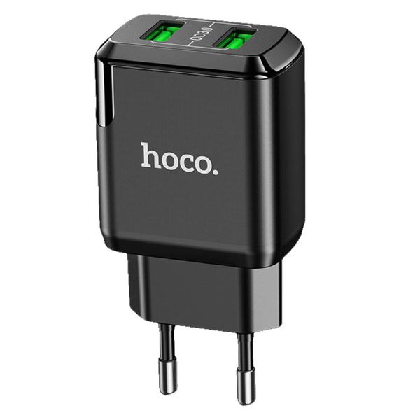 Fast Charging USB adapter Dual Port-Black N6