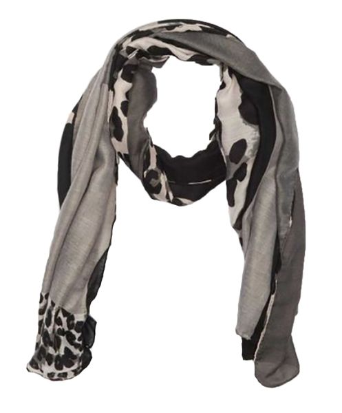 UB Creative Colour Block Animal Print Scarf - Black/Grey