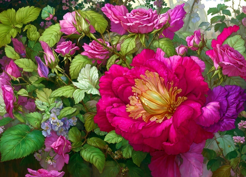 Canvas Wall Art Home Decor - A Rose Garden