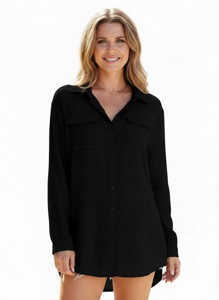 Women's Long Sleeve Button Down Beach Shirt Swimsuit Bikini Cover Up