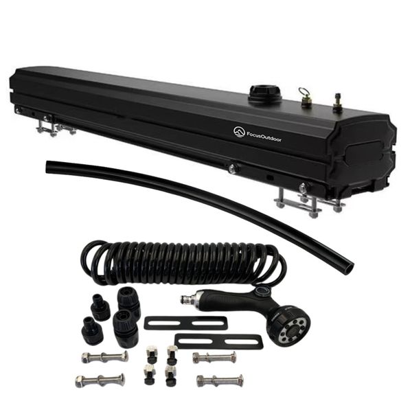 FocusOutdoor 26L Pressurised Aluminium Roof Rack Shower Water Tank Kit