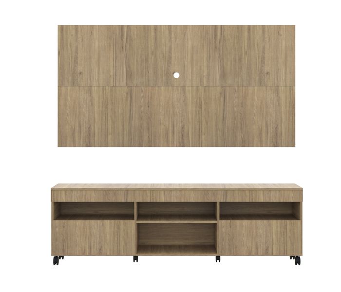 Tv Rack With Panel - Casters + Brown image