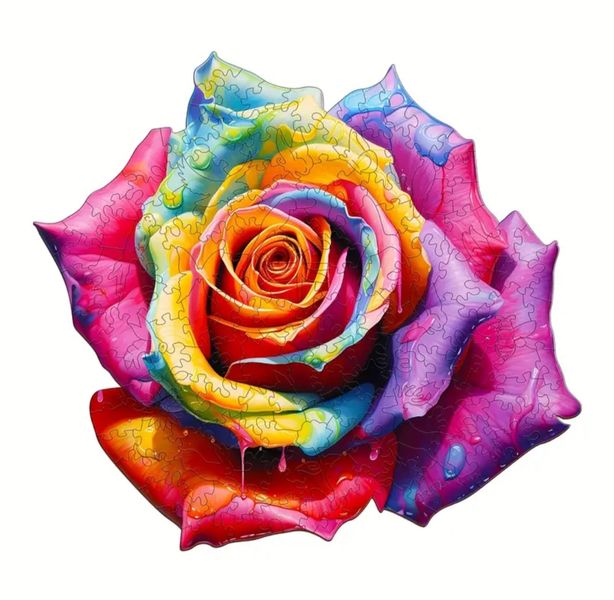 Khumiso Supplies Multicoloured Vibrant Rose Wooden Jigsaw Puzzle