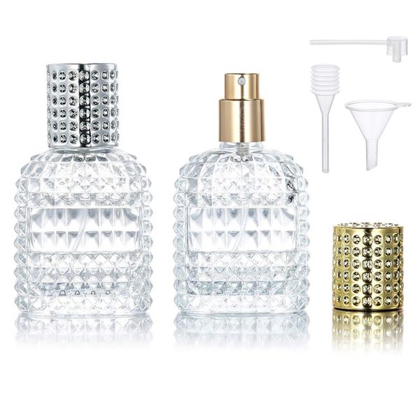 2 Pack 30ml Refillable Clear Glass Fine Mist Empty Spray Perfume Bottles