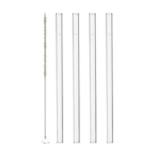 Leonardo Glass Straws with Cleaning Brush Ciao 15cm – Set of 4