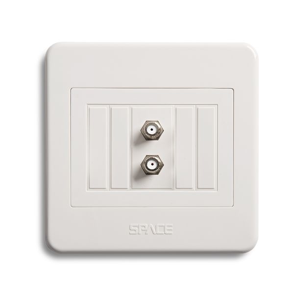 Space TV Wall Plate Cover Kit 1x Double F-Connector, 2x Blank