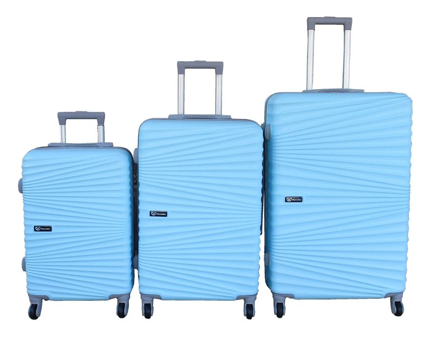 Sky Blue Luggage Set-3 Piece Spinner Suitcases TSA Lock Telescopic