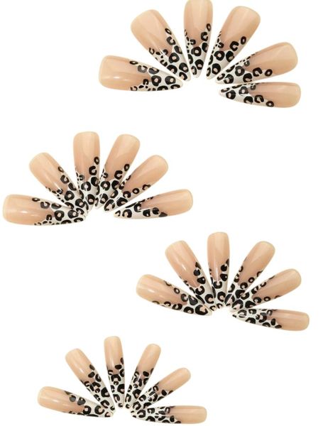 24 Piece - Stiletto Leopard Print Acrylic Nails - Multicolour