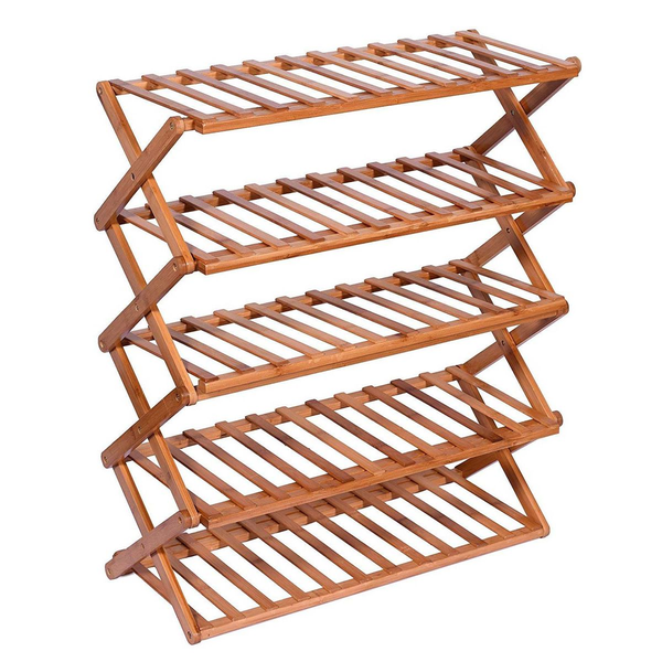 Multifunctional 5-Layer Collapsible Bamboo Rack And Organizer