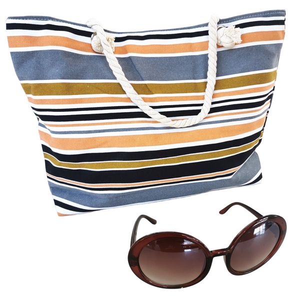 Tote Bag Beach Bag + Budget Sunglasses Shades - Beach Bag Shades Combo