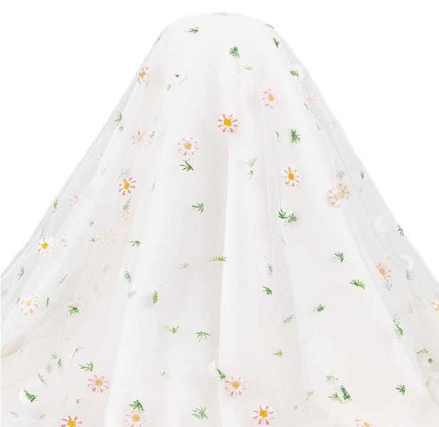Flower Organza Lace Fabric Daisy Polyester Embroidered Mesh
