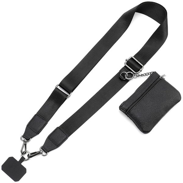 Phone Strap with Zipper Pouch Portable Stylish Crossbody Adjustable Lanyard