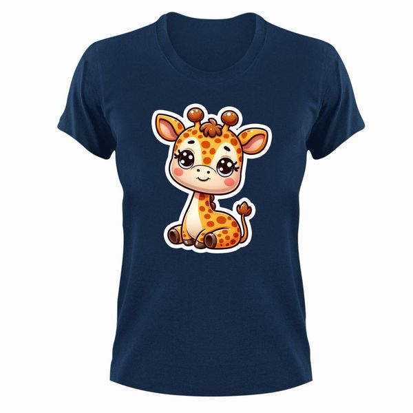 Giraffe T-Shirt Gift Navy for Christmas Birthday Present 307