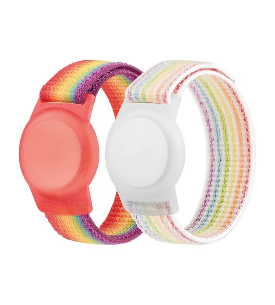 2Pack Adjustable Nylon Kids Wrist Band Strap, Compatible With Apple AirTag