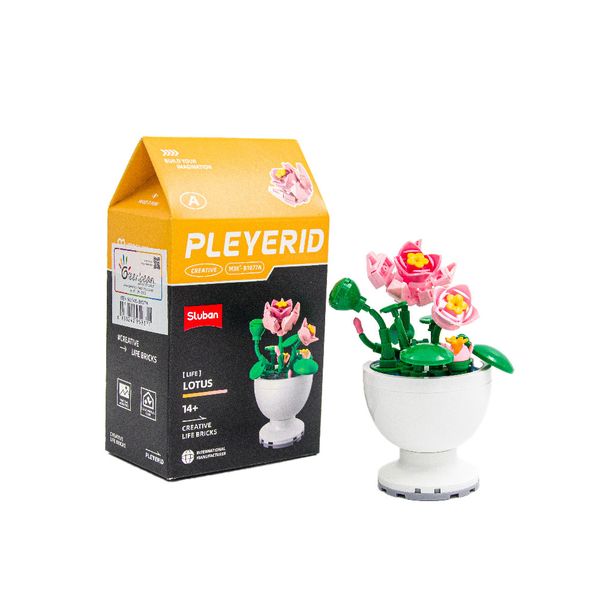 Sluban Building Set: Pleyerid - Potted Flowers - Lotus - 71 Piece