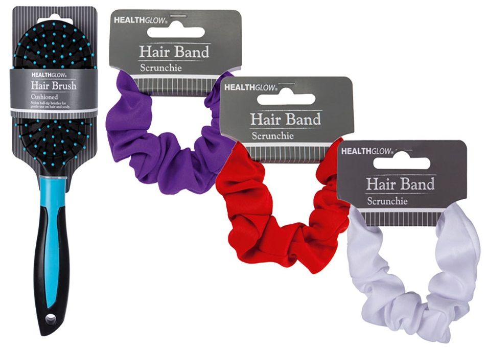 Cushion Hair Brush Black/Blue + 3 Piece Hair Band Pom Pom Scrunchie Bright  Color | Buy Online in South Africa 