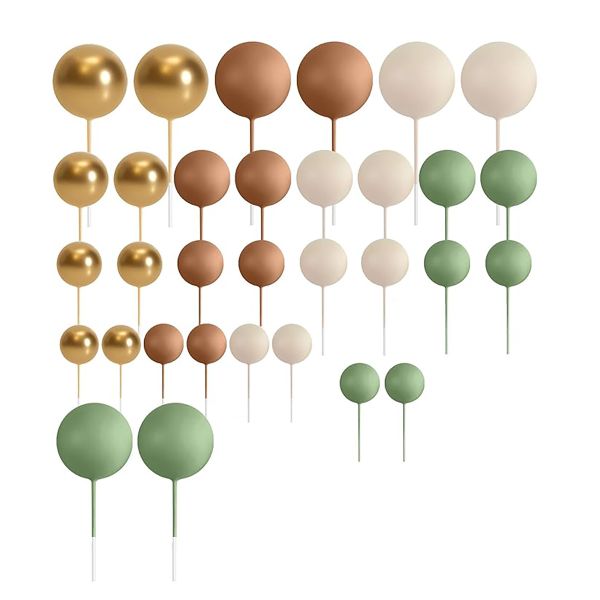 32Pieces Foam Ball Cake Topper Decorations Mini Balloons Cake Topper Sticks