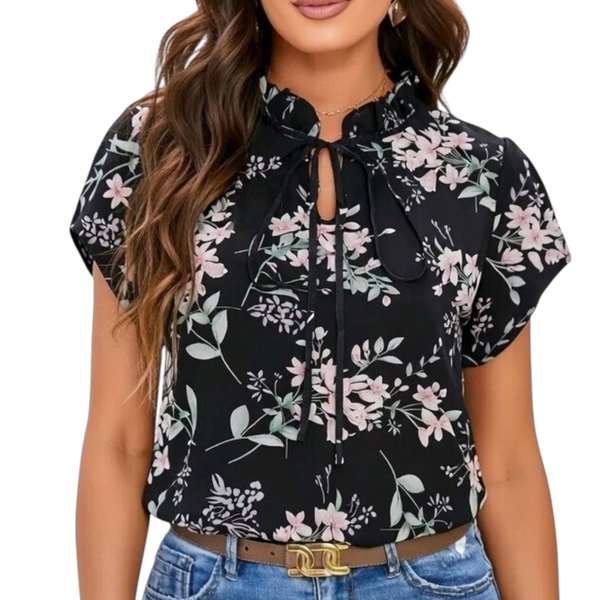 Women's Short Sleeve Floral Blouse