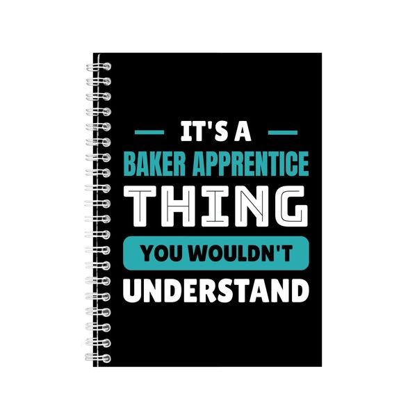 Baker Apprentice A5 Notebook Spiral Lined Job Quote Graphic Notepad Gift250