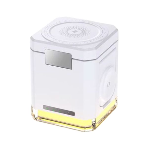 4-IN-1 Charging Station Cube with LED Night Light - Ivory