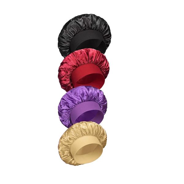 Satin Bonnets, Silk Bonnets for Sleeping with Elastic Band, 4 Pack