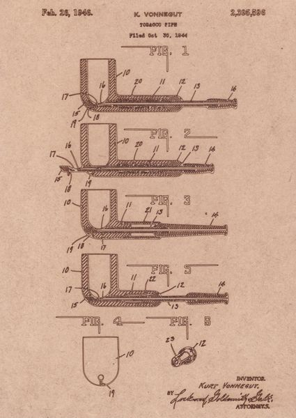 Vintage Patent Sketch Style Tobacco Pipe - Unframed
