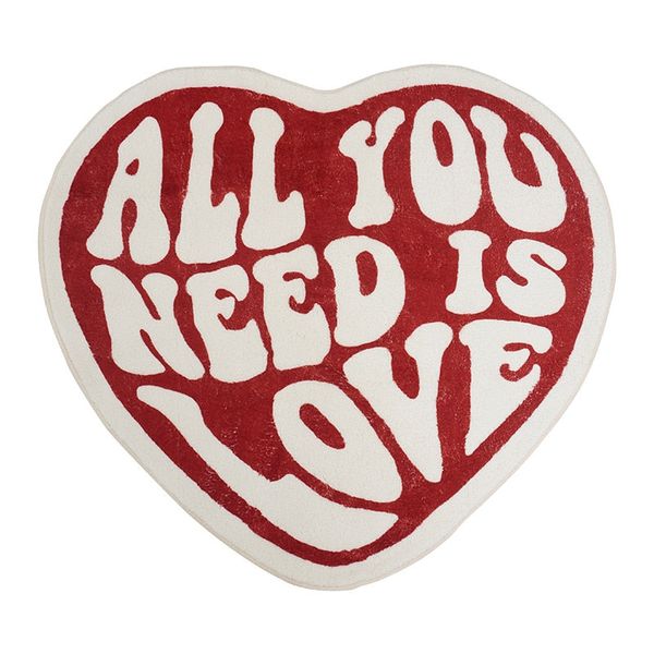 Home Decor All You Need is Love (Heart Shaped Red Rug 90 cm)