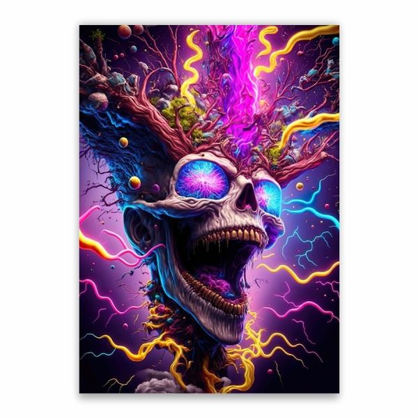 Skull Colourful Decorative Poster - A1