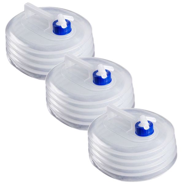 Camping Portable Collapsable Water Storage Jug With Built-In Tap Set Of 3
