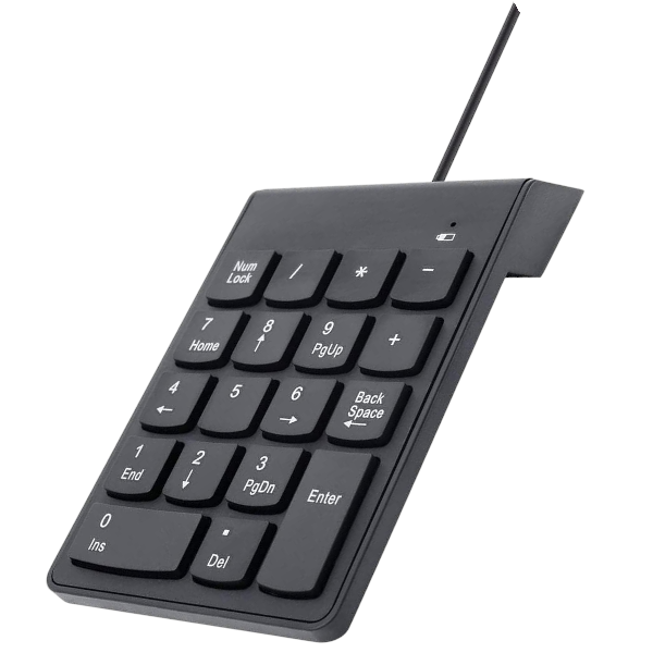 Portable Wired Mini 18 Key Layout Ultra-Slim Ergonomic Keypad - Black