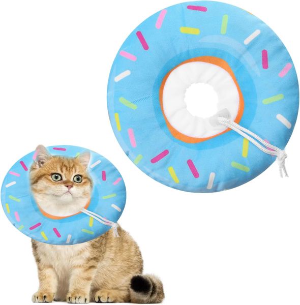 Adjustable Pet Elizabeth Recovery Collar Cat Solf Cone Collar (M) - Donut