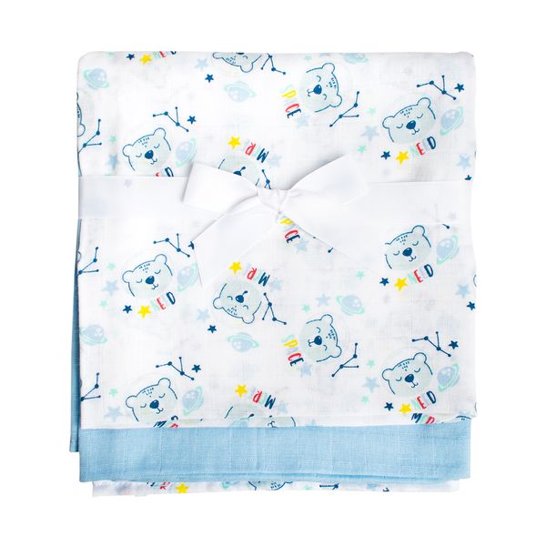 Baby Space Bear 2 pack Muslin Blanket