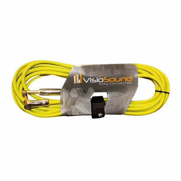 VisioSound INC001-GR/YE-3M Instrument Cable 6.35-6.35mm Mono Right Angle 3m