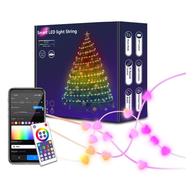 Christmas Tree Fairy Lights LED (20 Meters) Graffiti WiFi Bluetooth -Heart