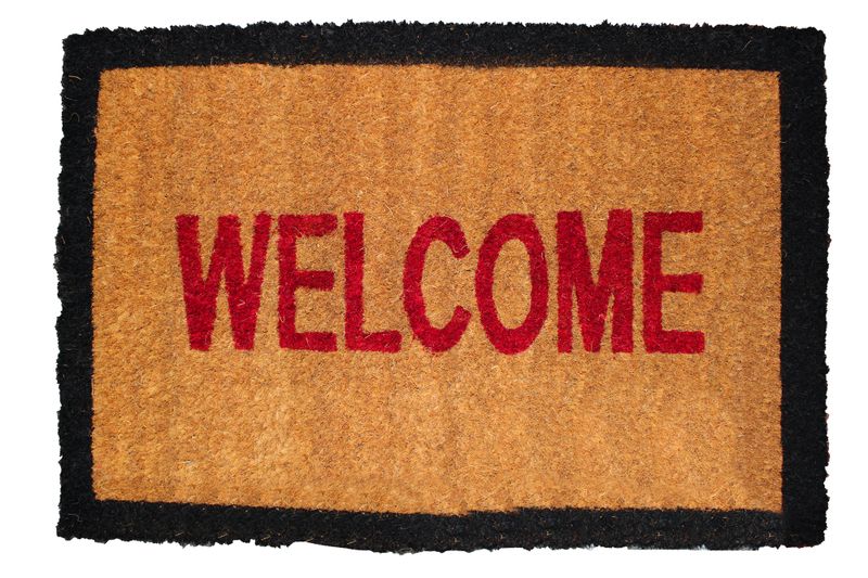 40x60cm Printed Coir Door Mat with Non-Slip Backing - Welcome