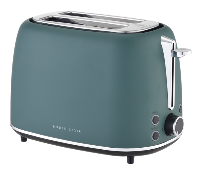 Boden Stark Dual Matte Stainless Steel Toaster - Green