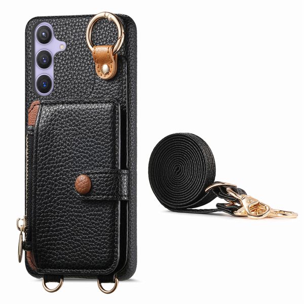 Lychee Pattern Long Rope Phone Case Compatible with Samsung Galaxy S22 Plus