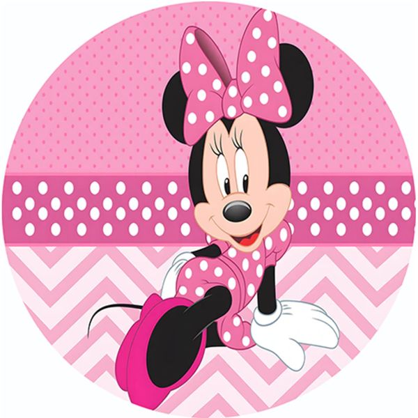 Minnie Mouse Round Wooden Vinyl Signage 63cm