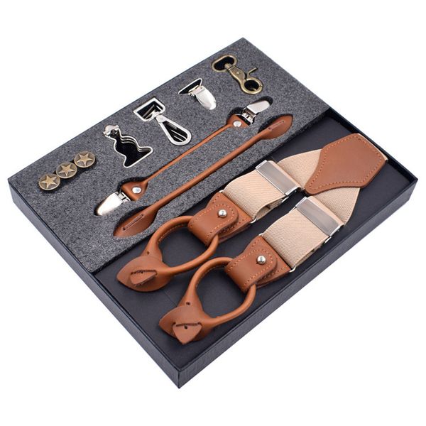 8 in 1 Mens Vintage Casual Solid Straight Clip Suspenders