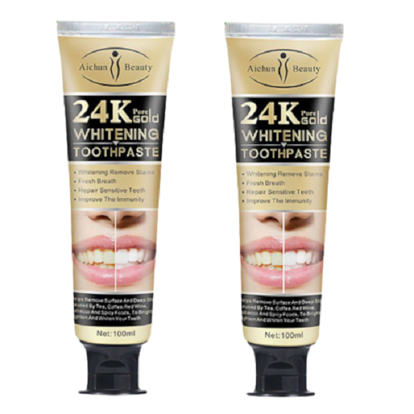 2 Pack 24K Pure Gold Whitening Toothpaste