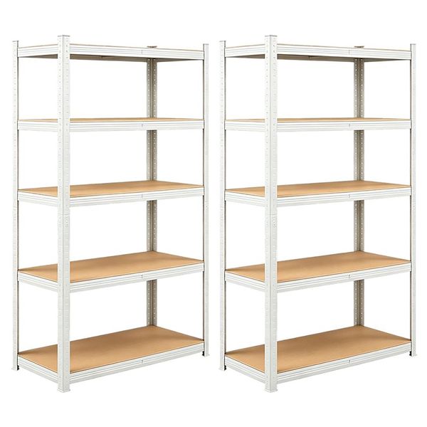 2 Pack Storage Shelves 180x90x40cm 5 Tier Boltless for Garage Workshop