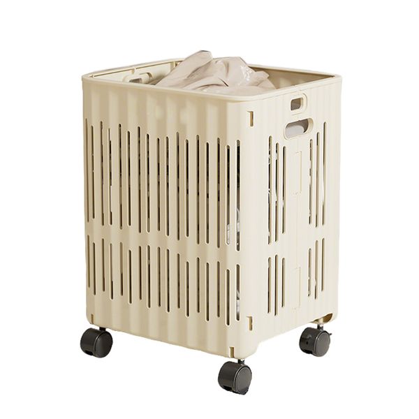 50L Foldable Laundry Basket with Wheels Hampers Dorm Bedroom Cloth Storage