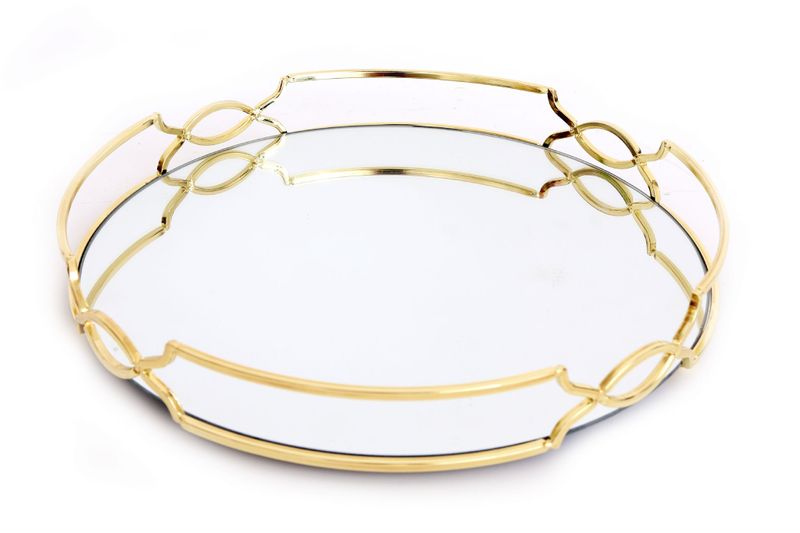 Tray 30x5cm Mirror Round With Gold Frame RVT21-004