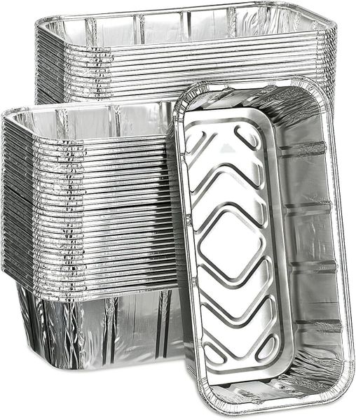 50 Pack Heavy Duty Disposable Aluminum Foil Loaf Pans, 8.5" for Baking