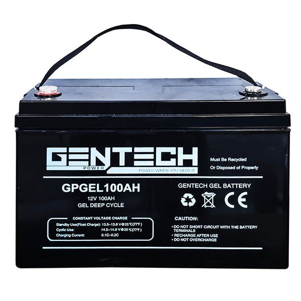 Gentech 100AH Gel Deep Cycle Battery (12V) - Black